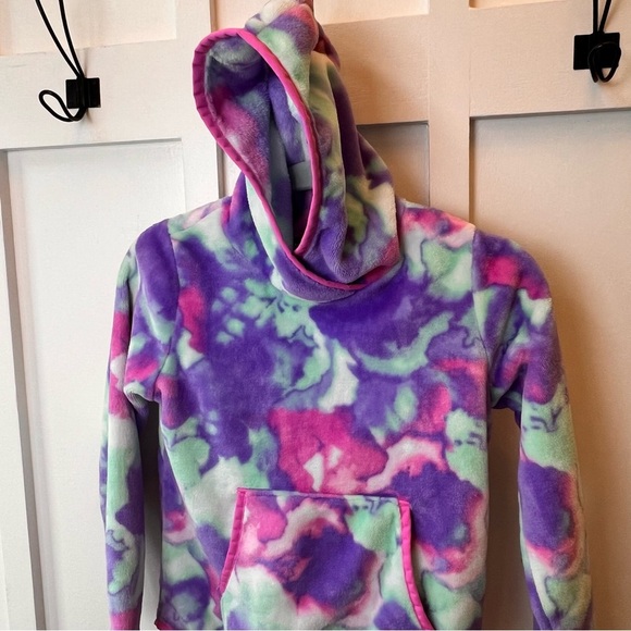 Lands End Girls Hoodie Size Small 7 - 8 Pullover Pink Purple Blue Pocket Soft - Picture 3 of 6